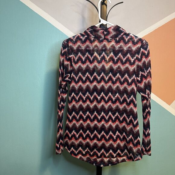 Maurices Womens Size Medium Wrap Blouse Long Sleeve V Neck Multi Color - Picture 6 of 6